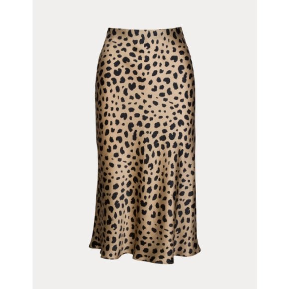 RÉALISATION Naomi Silk Slip Skirt Wild Things Leopard Size...